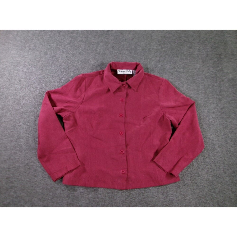 Vintage Victoria Holley Top Women 6 Petite Red Button Long Sleeve Capsule Office
